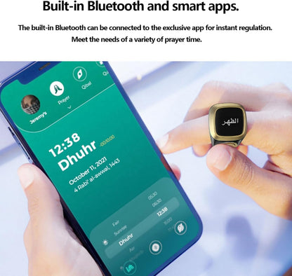 Smart Tasbih Zikr Ring, 20mm Muslim Digital Azan Alarm Clock, Tasbih Counter Smart Ring