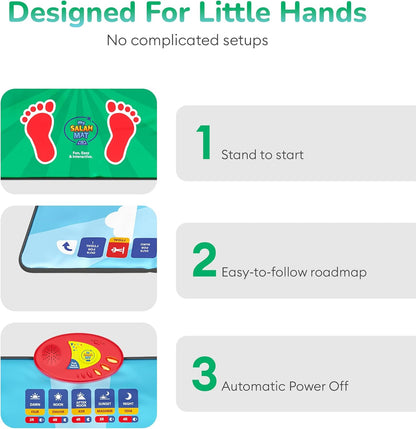 My Salah Mat (Original) – Blue Muslim Prayer Mat for Learning Salah, Surahs, Wudu & Duas